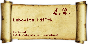 Lebovits Márk névjegykártya
